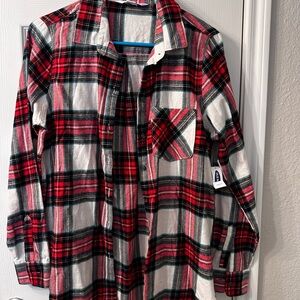 Red and Black Plaid Flannel Shirt